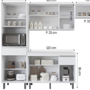 Alternative view of COZINHA VOLLARE BRANCO 01 - FIORELLO 5 PEÇAS 3,30CM