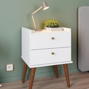 MESA DE CABECEIRA AROMA 2 GAVETAS BRANCO - FIORELLO 0,41