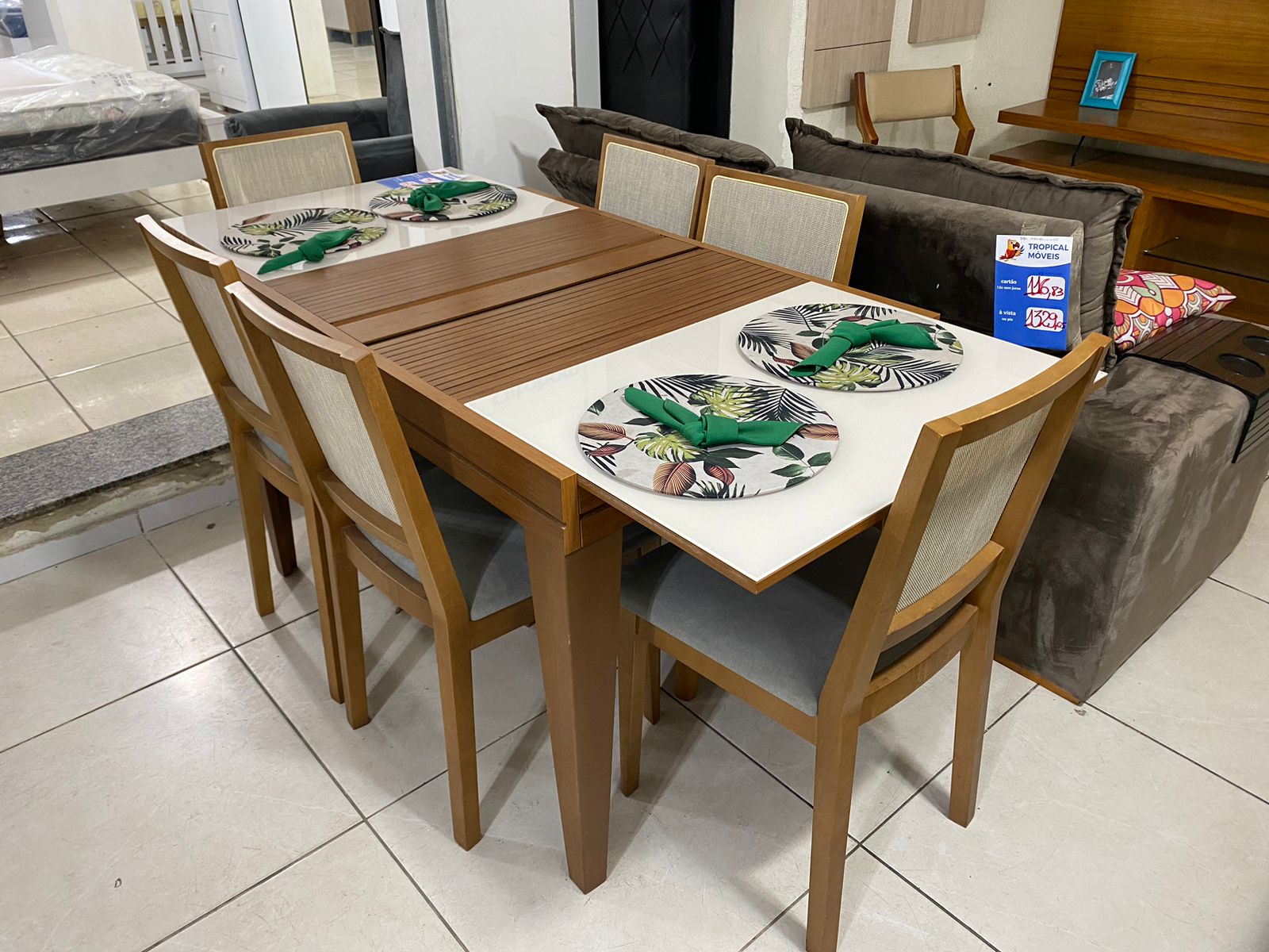 MESA EXTENSIVEL GENOVA COM 6 CADEIRAS SILA MOSTRUARIO - Imagem 2