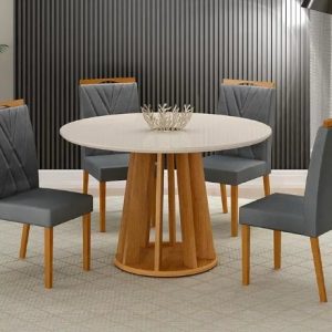 MESA ROSE REDONDA 1,20 COM 4 CADEIRAS 01DECOR
