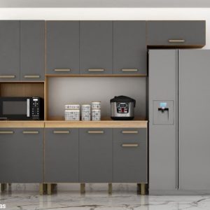 COZINHA SAO LUIZ 4 PEÇAS CINAMOMO/ GRAFITE - VALDEMOVEIS 2,50CM