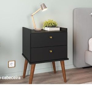 MESA DE CABECEIRA AROMA 2 GAVETAS PRETO - FIORELLO 0,41