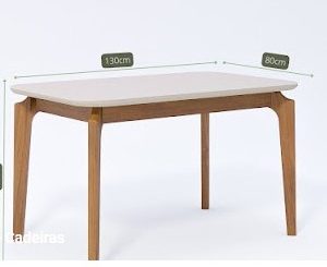 MESA FICUS 1,30CM OFF WHITE COM VIDRO CIMOL