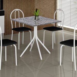 MESA SOMA TUBULAR 0,70 GRANITO -  c/ 4 CADEIRAS FINAS  - SOMA