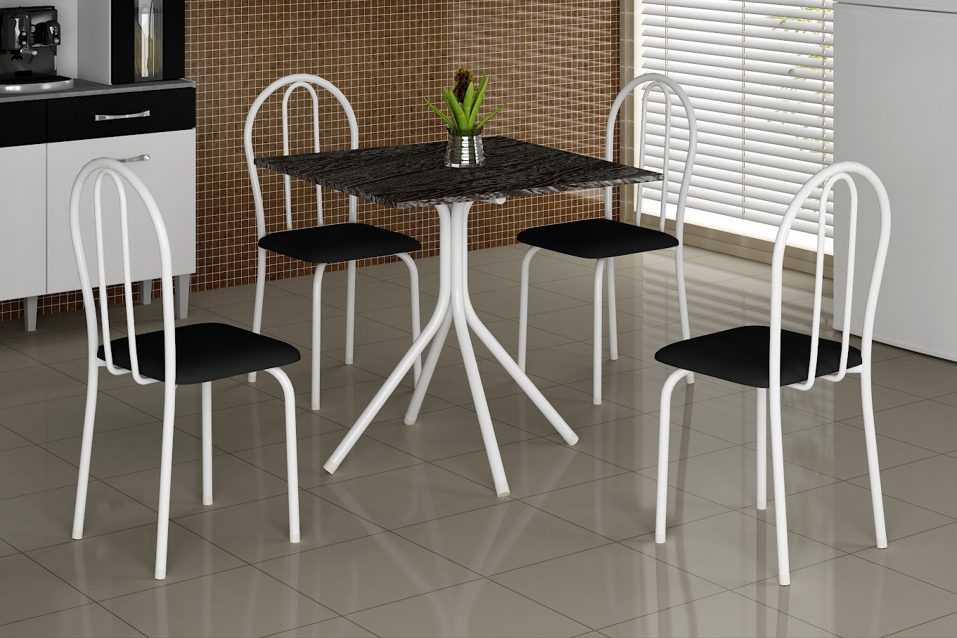 MESA SOMA TUBULAR 0,70 ARDOZIA - c/ 4 CADEIRAS FINAS - SOMA