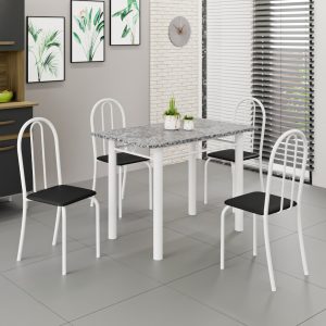 MESA SOMA TUBULAR 1,00MT GRANITO -  c/ 4 CADEIRAS FINAS - SOMA