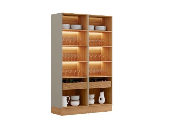 CRISTALEIRA ALLURE 1,40CM COM RODAPE E LED LINEA BRASIL - Imagem 2