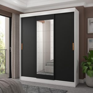 ROUPEIRO CAPRI 3 PORTAS BRANCO/PRETO  FLEX - FELLICI 1,70CM