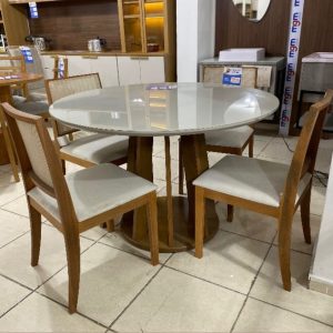 MESA ROSE REDONDA 1,20 COM 4 CADEIRAS BUTITI CIMOL
