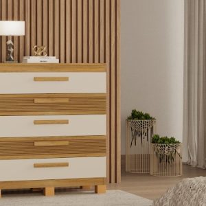 COMODA SABIA 5 GAVETAS CINAMOMO/OFF - VALDEMOVEIS 1,02CM