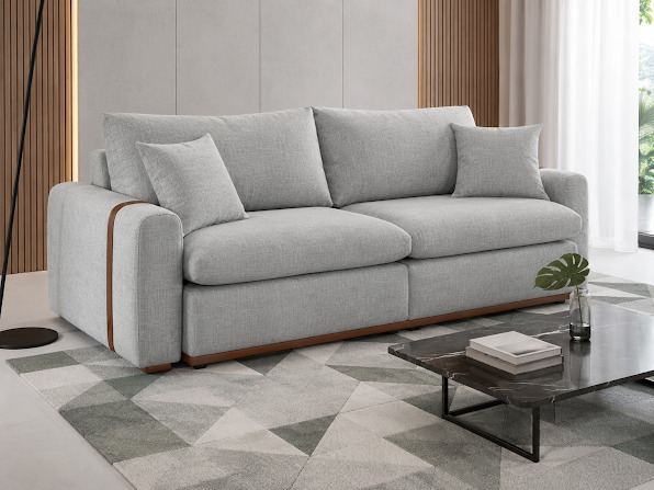 ESTOFADO SOFA CAMA SEM CAIXA CRISTAL 2,10m LINHO CINZA - ZARAT ESTOFADOS MOSTRUARIO