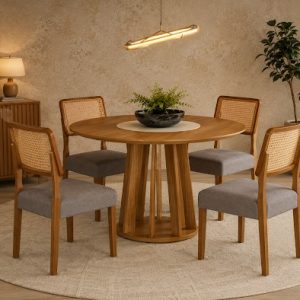 MESA FLORA VALDEMOVEIS COM 4 CADEIRA CAROL UNIVERSO DECOR 1,35CM