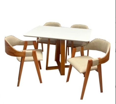 MESA ELMA 1,20 COM 4 CADEIRAS PEROLA
