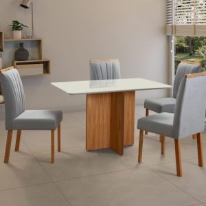 MESA MALAGA 1,00  COM 4 CADEIRAS 01 DECOR CINZA