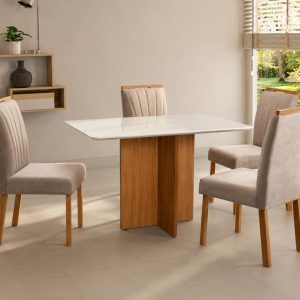 MESA PEROLA  1,20 COM 4 CADEIRAS 01 DECOR CAPUCCINO