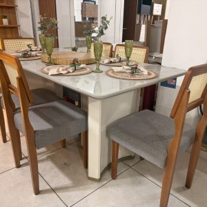 MESA LUZ 1,80CM COM 6 CADEIRAS CAROL - DJ MOVEIS MOSTRUARIO