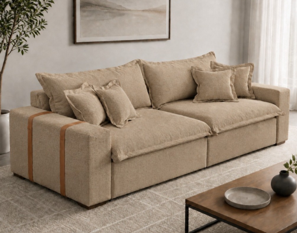ESTOFADO SOFA CAMA SEM CAIXA MILANO 2,70 ARCA ESTOFADOS BEGE ARCA