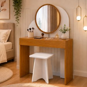 PENTEADEIRA WISH 0,90CM NATURE/BRANCO COM BANQUETA BRANCA- BECHARA