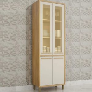 PANELEIRO TORINO CRISTALEIRA GLASS CINAMOMO OFF WHITE- VALDEMOVEIS 0,73CM