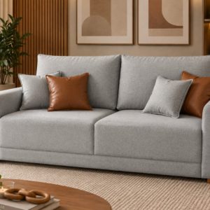 ESTOFADO LIVING PARIS LINHO CINZA 2,00m ARCA ESTOFADOS