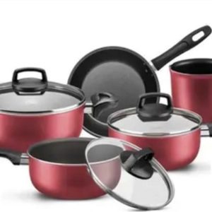 CONJUNTO DE PANELAS CEREJA - SAFIRA C/ 5 PEÇAS QUEIMA DE ESTOQUE